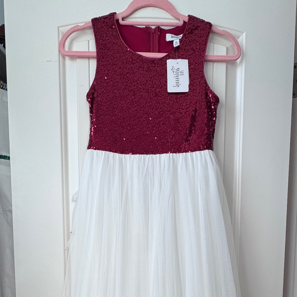 Speechless Burgundy and White Formal Kids Dress